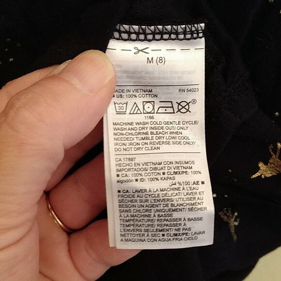 Old Navy Black Hi Lo Gold Unicorn Tee GIRLS size Medium 8 Long Sleeve - Picture 5 of 5